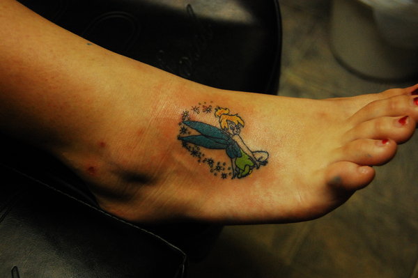 Inspiring Tinkerbell Tattoo On Girl Foot