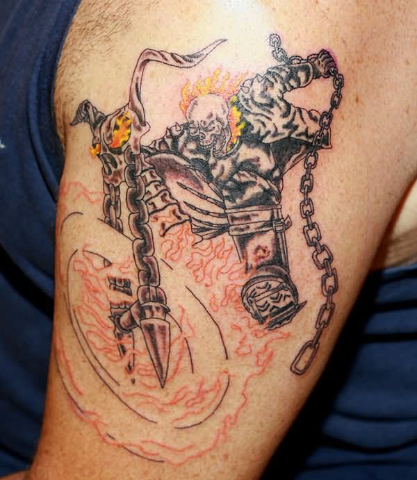 Left Bicep Motorcycle Tattoo