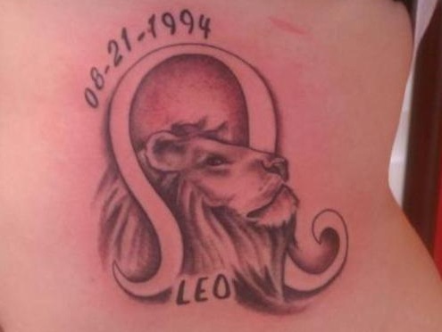 Leo - Memorial Leo Symbol With Lion Tattoo Design For Girl