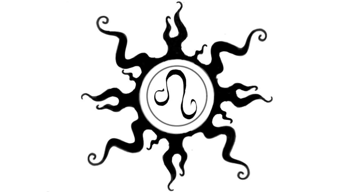 Leo Symbol In Sun Tattoo Stencil