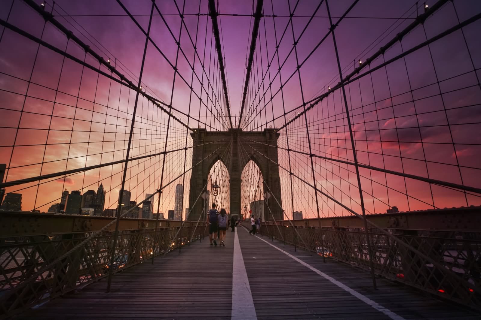 Magnificent Sunset View Of The Brooklyn Bridge
