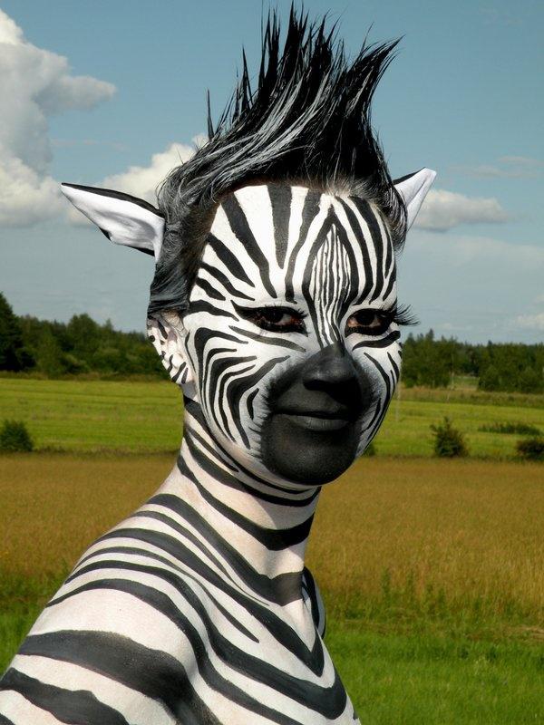 Man With Zebra Painting Face Funny Picture For Whatsapp