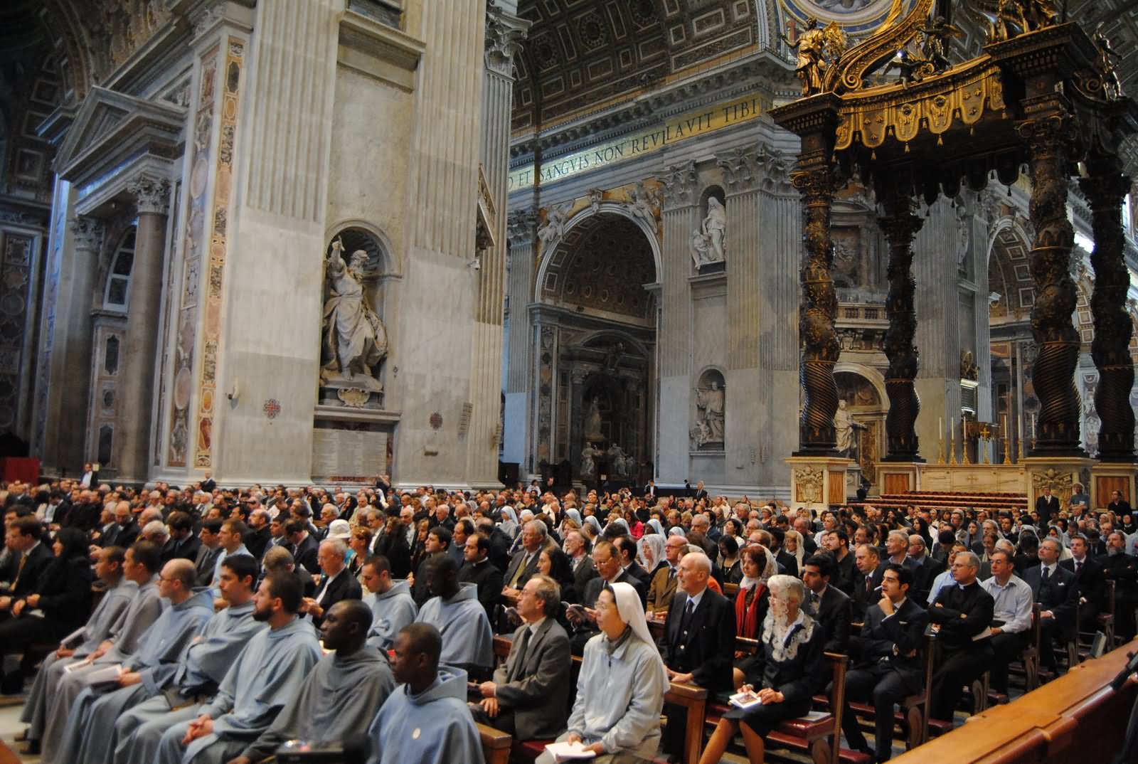 Mass Gathering Inside St. Peter's Basilica, Vatican City