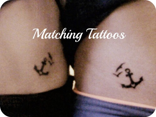 Matching Friendship Anchor Tattoos On Hip