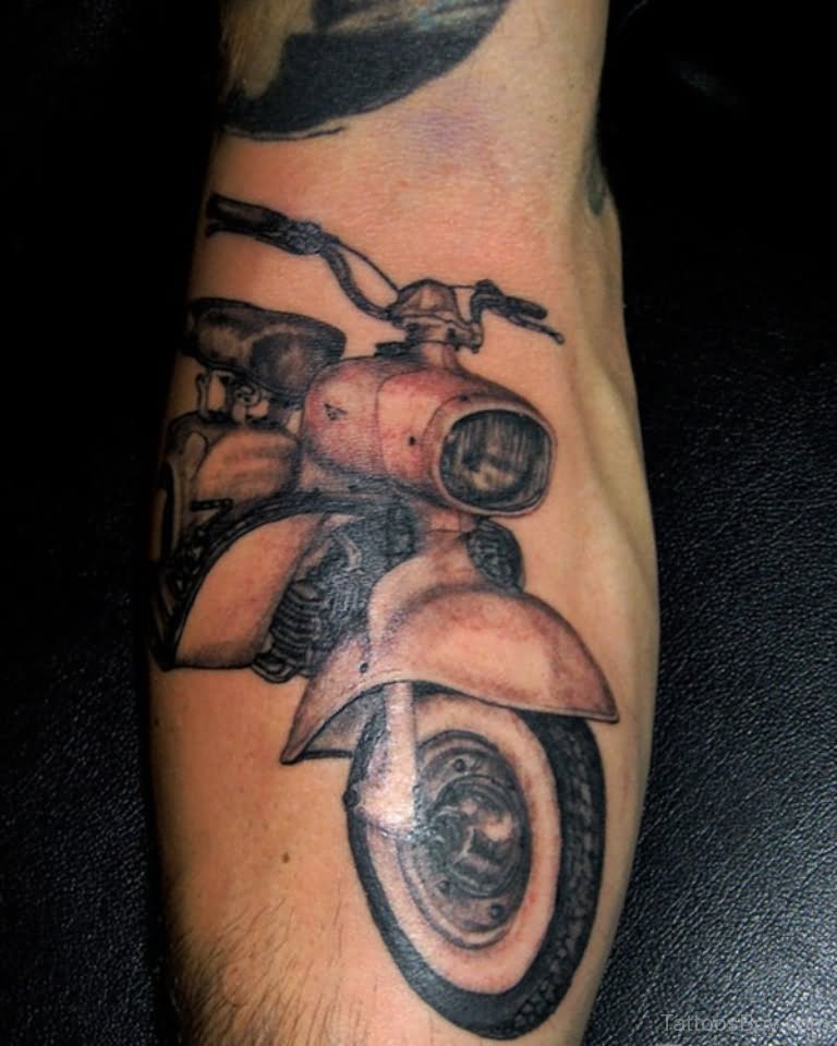 Motorbike Tattoo On Arm Sleeve