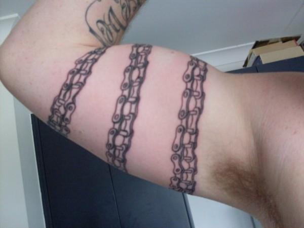 Motorcycle Chain Tattoo On Inner Bicep