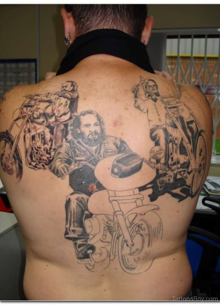 Motorcycle Tattoo On Full Back
