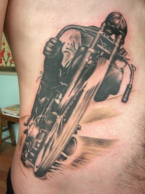 Motorcycle Tattoo by Adams Grizzly