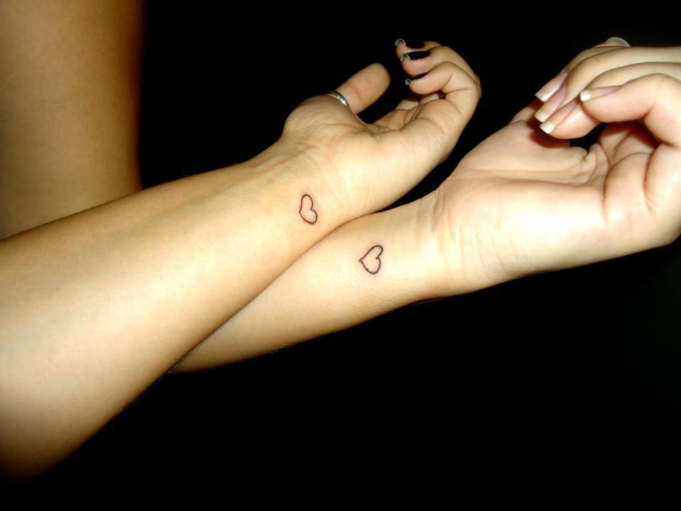 Nice Matching Heart Friendship Tattoos On Wrists