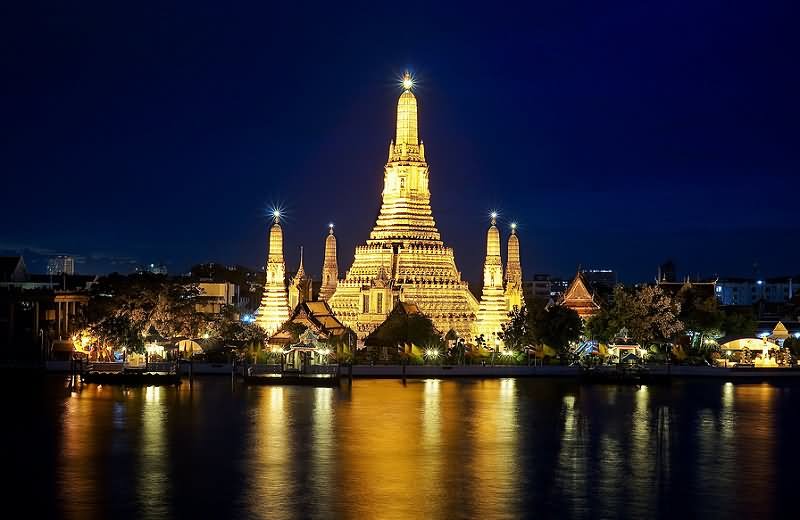 Night Shot Of Bangkok's Wat Arun Temple