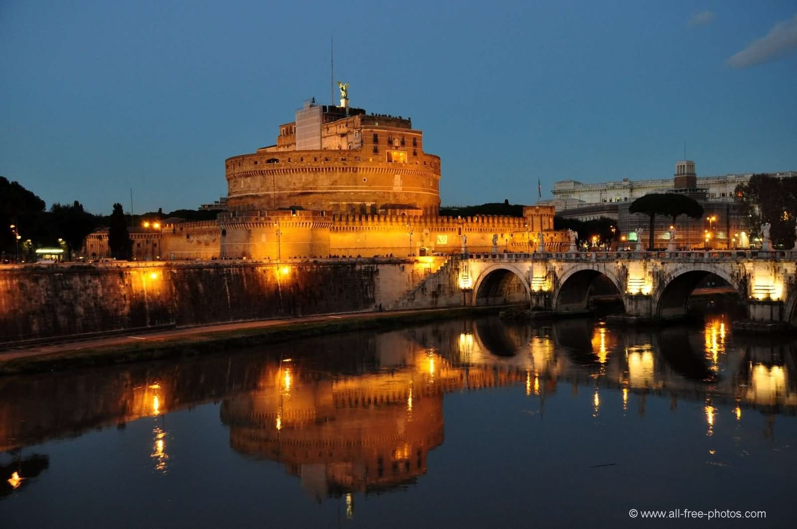 Night View Of Castel Sant'Angelo In Rome