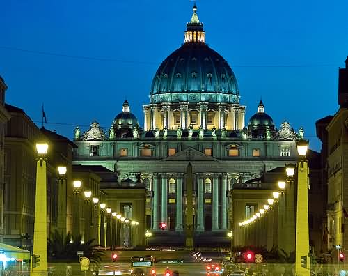 Night View Of St. Peter's Basilica Street