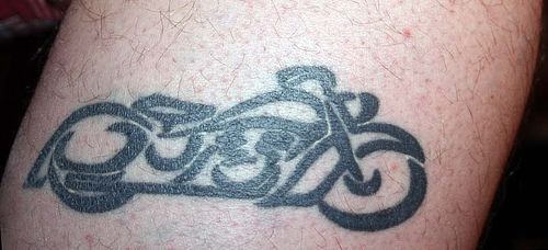 Outline Tribal Motorcycle Tattoo