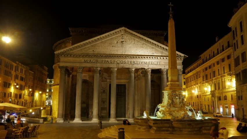 Pantheon And Fountain Night Image