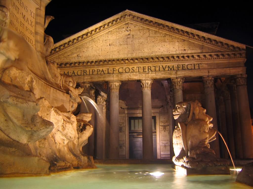 Pantheon Facade Night Picture