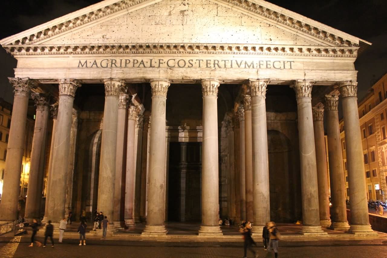 Pantheon Front View Picture At Night