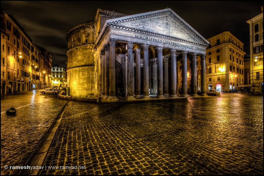 Pantheon In Rome Night View Image