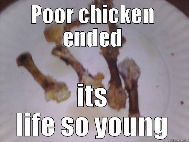 Poor Chicken Ended It's life So Young Funny Chicken Meme Image