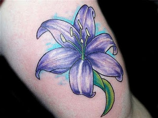 Purple Hawaiian Flower Tattoo Design For Half Sleeve