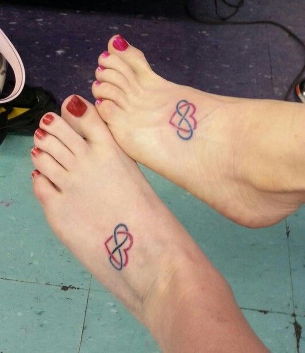 Red And Black Infinity Heart Friendship Tattoo