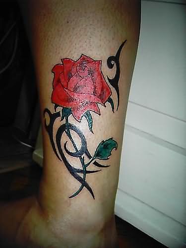 Red Rose Vine Tattoo Design For Half Sleeve