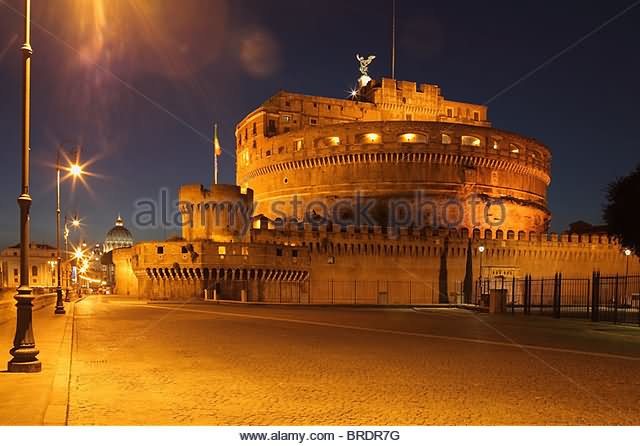 Side VIew Image Of Castel Sant'Angelo At Night