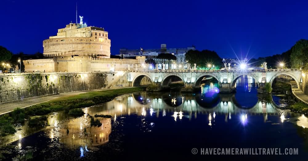 Side View Of Castel Sant'Angelo At Night
