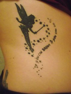 Silhouette Tinkerbell Tattoo Design For Side Rib