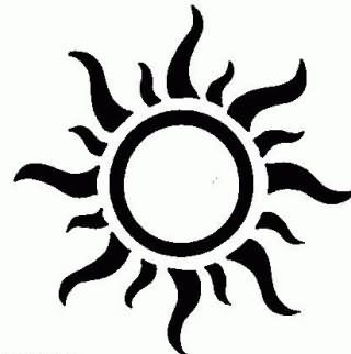 Simple Black Hippie Sun Tattoo Stencil