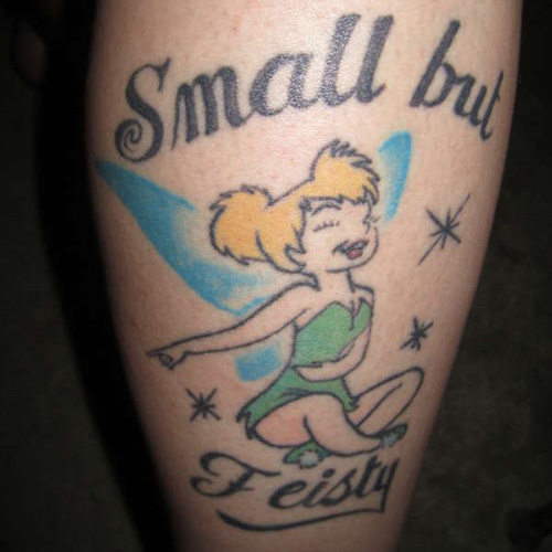 Small But Feisley - Colorful Tinkerbell Tattoo Design For Leg