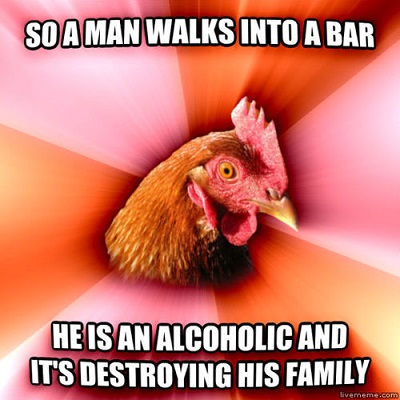 So A Man Walks Into A Bar Funny Chicken Meme Photo