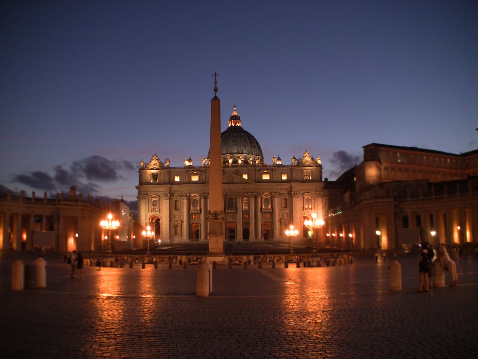 St. Peter's Basilica And Square At Night
