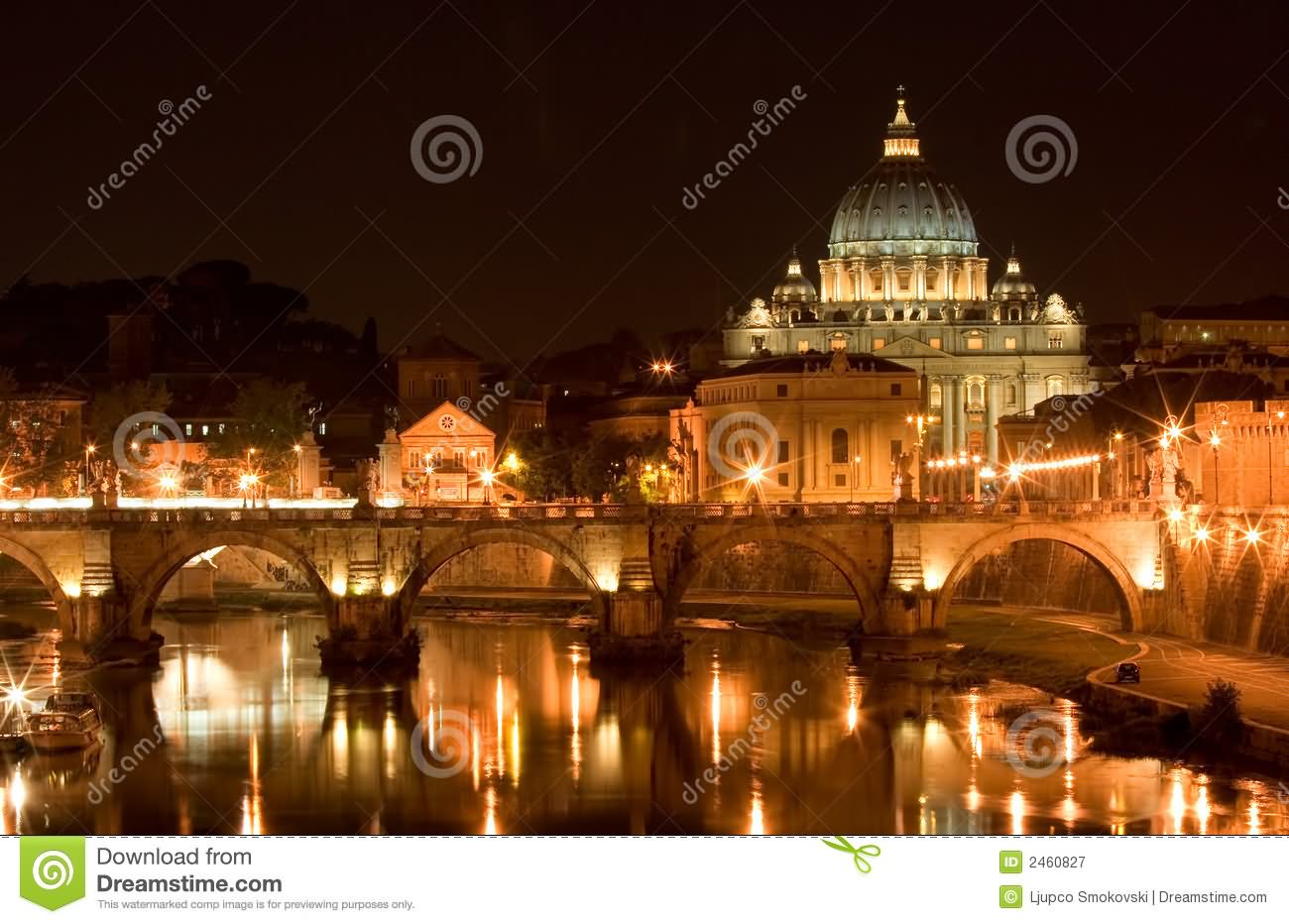 St. Peter's Basilica At Night Image
