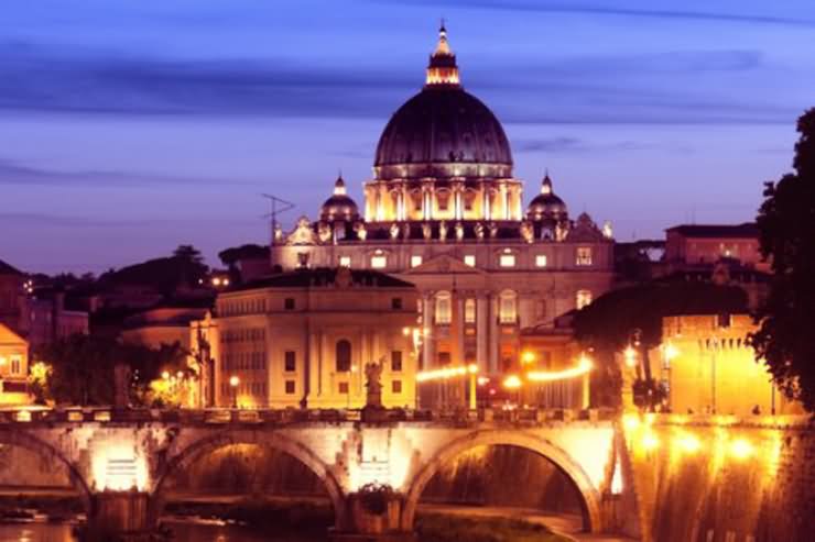St. Peter's Basilica At Night View Image