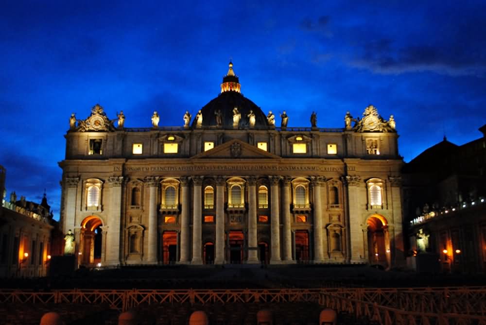 St. Peter's Basilica Cathedral Vatican City Night View