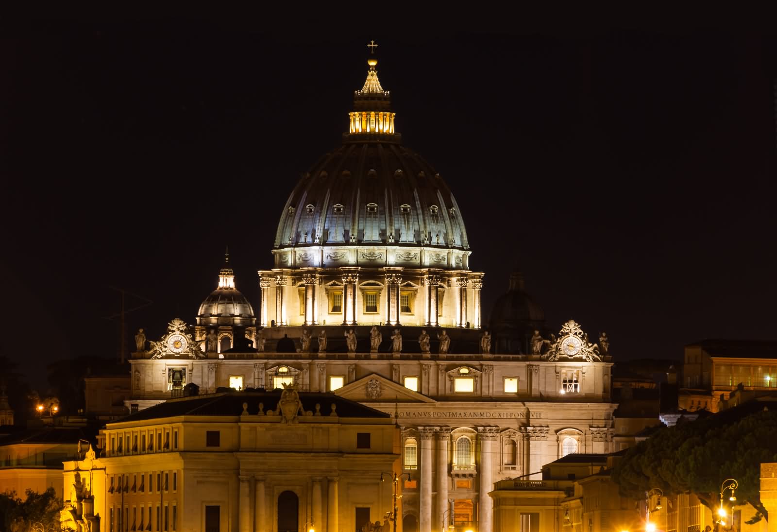 St. Peter's Basilica Night View From Umberto Bridge