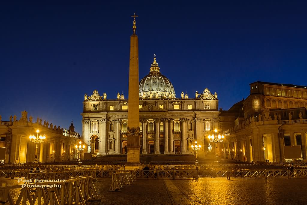 St. Peter's Basilica Square At Night