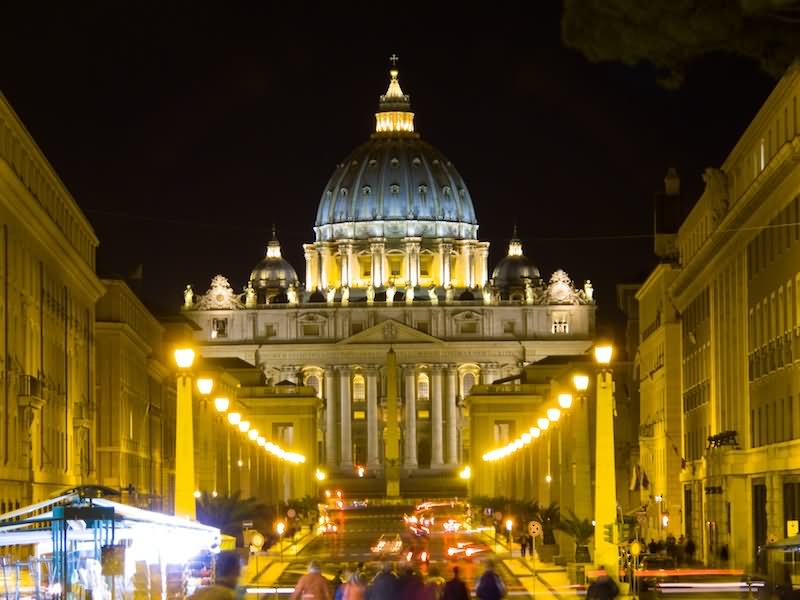 St. Peter's Basilica Square Night View