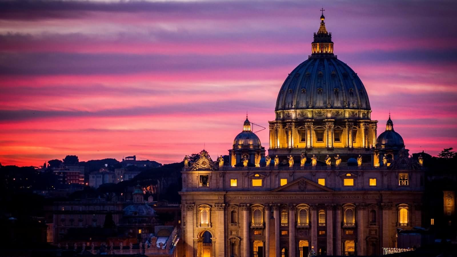 St. Peter's Basilica Vatican City Night View Picture