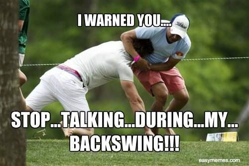Stop Talking During My Backswing Funny Golf Meme Image