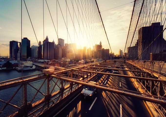 Sunset View From The Brooklyn Bridge