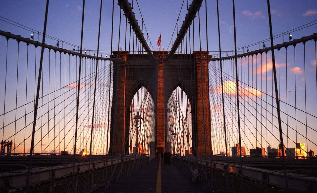 Sunset View Of The Brooklyn Bridge