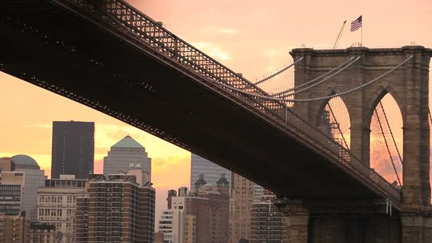 Sunset View Under The Brooklyn Bridge