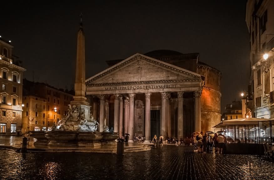 The Pantheon From The Front Looks Stunning At Night