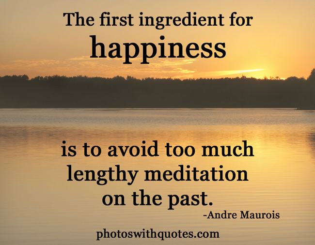 The first ingredient for happiness is to avoid too much lengthy meditation on the past.  -  Andre Maurois