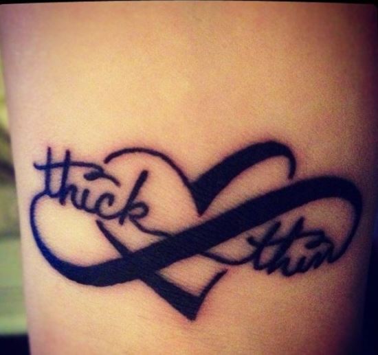 Thick Thin Infinity Heart Friendship Tattoo