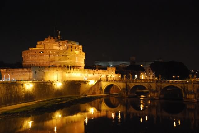Tiber River And Castel Sant'Angelo Night View