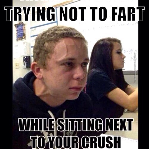Trying Not To Fart While Sitting Next To Your Crush Funny Dating Meme Picture For Facebook