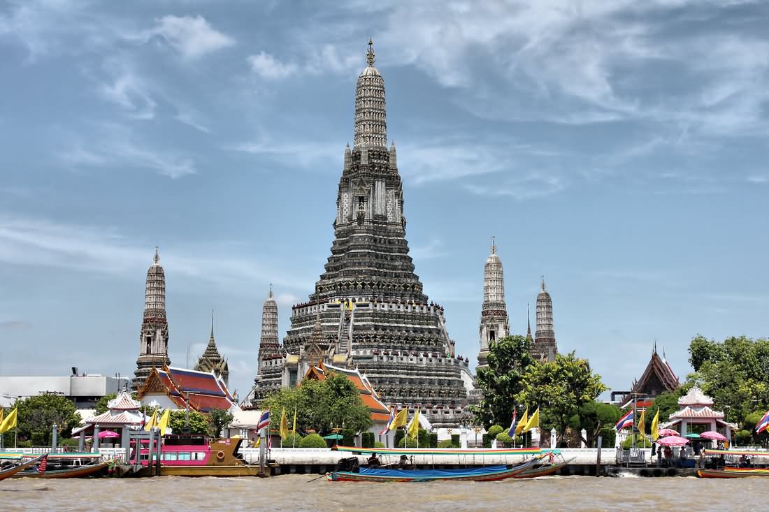 Wat Arun Temple From The Chao Phraya River, Bangkok