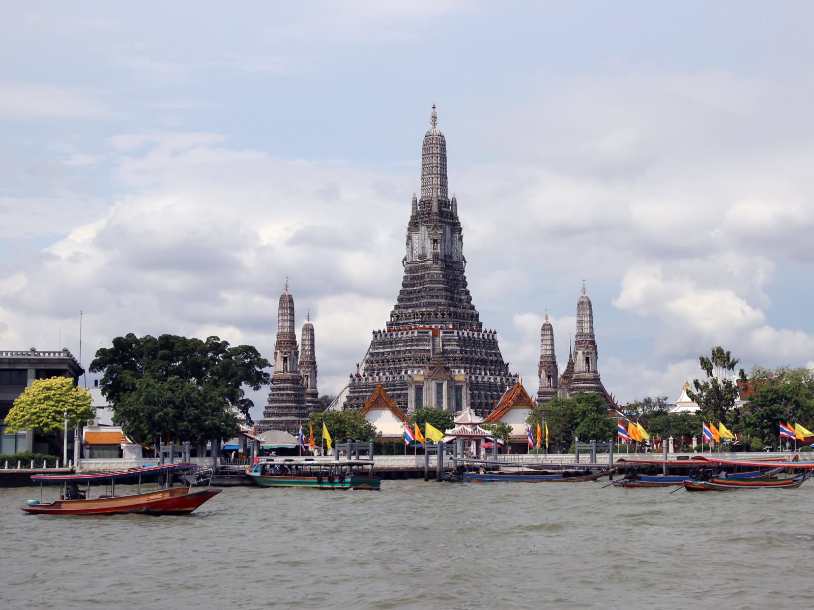 Wat Arun Temple On River Side In Thailand